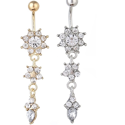 

Navel Ring / Belly Piercing Trendy Women's Body Jewelry For Carnival Festival Rhinestone Alloy Flower Gold Silver 1pc