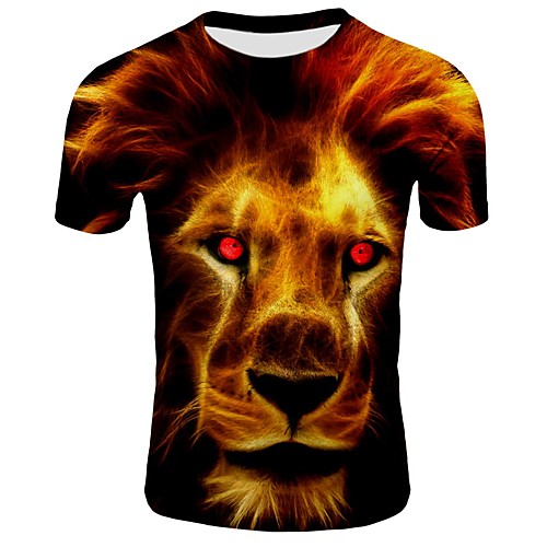 

Men's T shirt Geometric Animal Plus Size Print Tops Cotton Rainbow