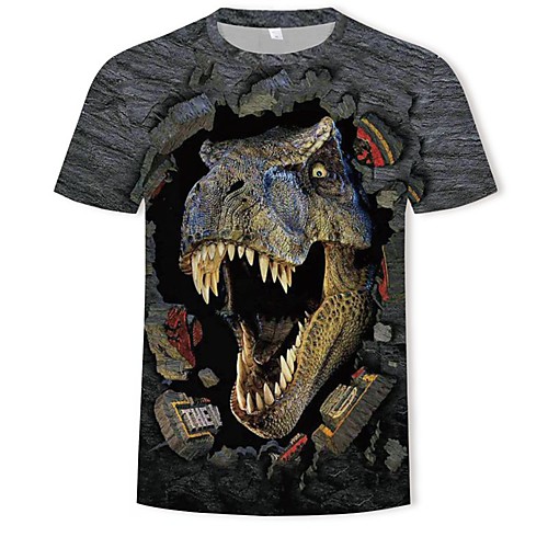 

Men's T shirt 3D Cartoon Plus Size Print Tops Cotton Black