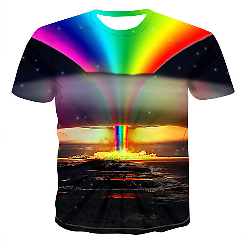 

Men's 3D Rainbow T-shirt Print Tops Round Neck Rainbow