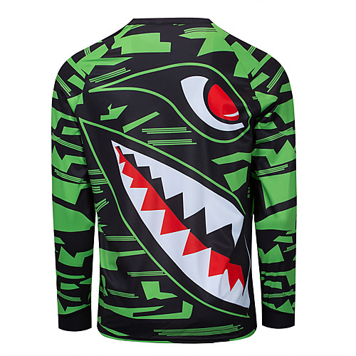 

Men's Long Sleeve Cycling Jersey Downhill Jersey Dirt Bike Jersey Winter Summer Green Cartoon Bike Jersey Quick Dry Breathable Back Pocket Sweat wicking Sports Cartoon Mountain Bike MTB Road Bike