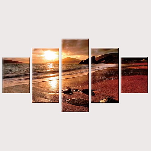 

5 Panel Wall Art Canvas Prints Painting Artwork Picture Landscape Sea Beach Sunrise Home Decoration Décor Stretched Frame / Rolled