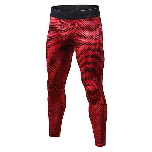 

YUERLIAN Men's High Waist Yoga Pants Cropped Leggings Tights Thermal Warm Moisture Wicking Red Blue Rough Black Fitness Gym Workout Running Summer Sports Activewear High Elasticity Slim