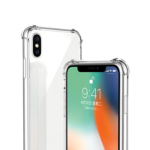 

Кейс для Назначение Apple iPhone X / iPhone XS Max Защита от удара / Прозрачный Кейс на заднюю панель Однотонный Мягкий ТПУ для iPhone XS / iPhone XR / iPhone XS Max
