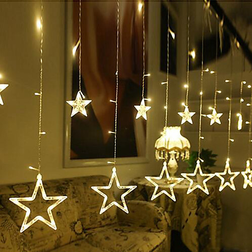 

2.5m Romantic Fairy Star Curtain String Lights 138 LEDs Warm White Party Christmas Wedding Decorative 110-240V 1set