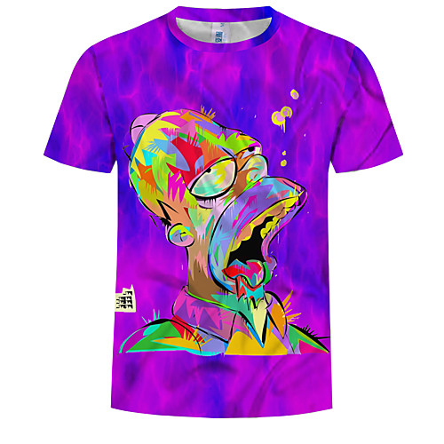 

Men's T shirt 3D Cartoon Print Tops Purple