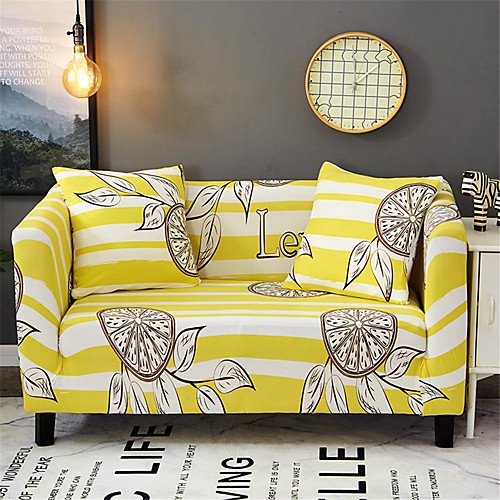 

Lemon Slice Print Dustproof All-powerful Slipcovers Stretch Sofa Cover Super Soft Fabric Couch Cover with One Free Pillow Case