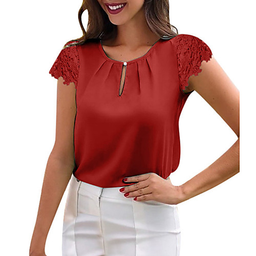 

Women's Blouse Solid Colored Lace Tops Chic & Modern White Black Red