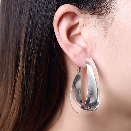 

Women's Hoop Earrings Geometrical Precious Fashion Silver Plated Earrings Jewelry Silver For Christmas Halloween Party Evening Gift Date 1 Pair