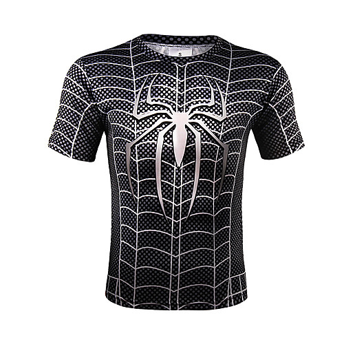

Men's Striped Graphic Print T-shirt Round Neck Black