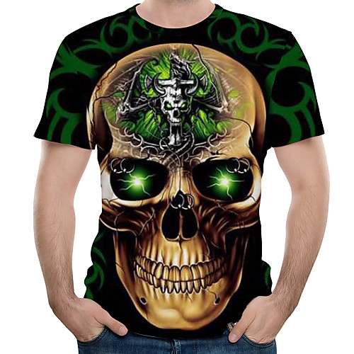 

Men's T shirt Graphic 3D Skull Print Tops Black