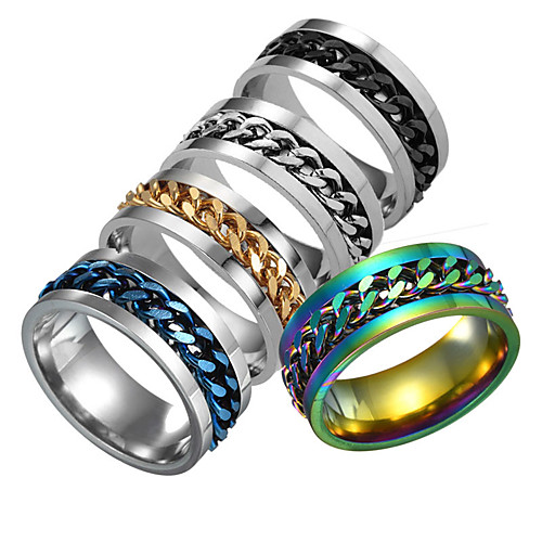 

Men's Titanium Steel Chain Spinner Ring Lucky Worry Ring Wedding Spins Band Classic Style Silver / Black Black / Gold Black Stainless Steel Fashion 1pc 6 7 8 9 10 / Men's