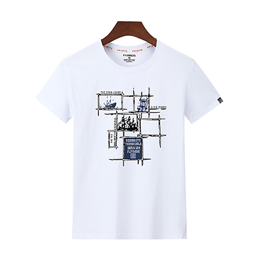 

Men's T shirt Graphic Solid Colored Plus Size Tops Cotton White Gray