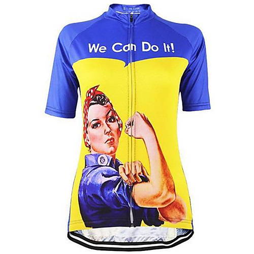 

21Grams Rosie the Riveter Women's Short Sleeve Cycling Jersey Violet Green Blue Retro Plus Size Bike Jersey Top Mountain Bike MTB Road Bike Cycling Breathable Quick Dry Sweat-wicking Sports Terylene