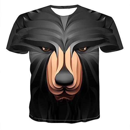 

Men's T shirt 3D Animal Print Tops Black