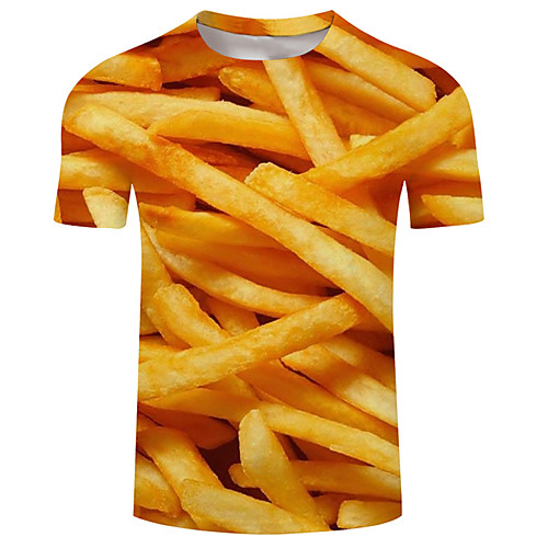 

Men's T shirt Shirt 3D Plus Size Print Tops Round Neck Yellow