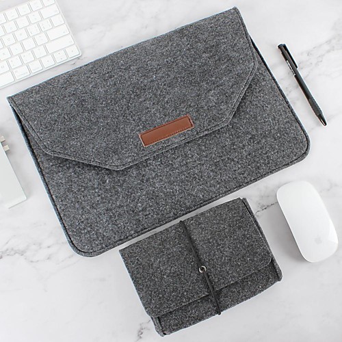 

Natural Wool Felt Laptop Case Protector Bag Plus Power Pack Compatible 11-15 Inch MacBook Pro MacBook Air Laptop Gray Black