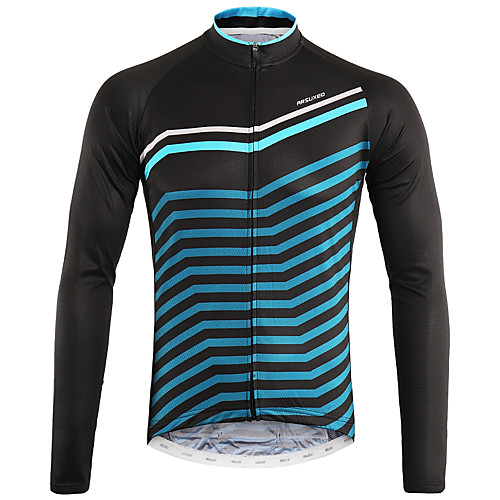 

Arsuxeo Men's Long Sleeve Cycling Jersey Winter Summer Black / Blue Bike Top Mountain Bike MTB Road Bike Cycling Back Pocket Sweat wicking Sports Clothing Apparel / Micro-elastic / Triathlon