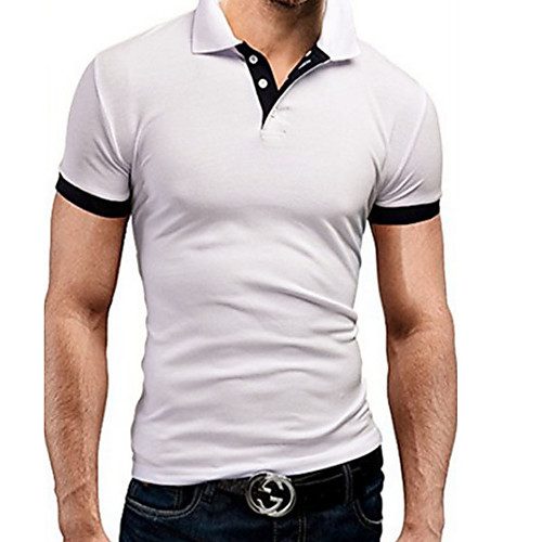 

Men's Golf Shirt Tennis Shirt Solid Colored Plus Size Patchwork Street Tops Cotton Casual Fashion Breathable Comfortable Shirt Collar White Black Dark Gray