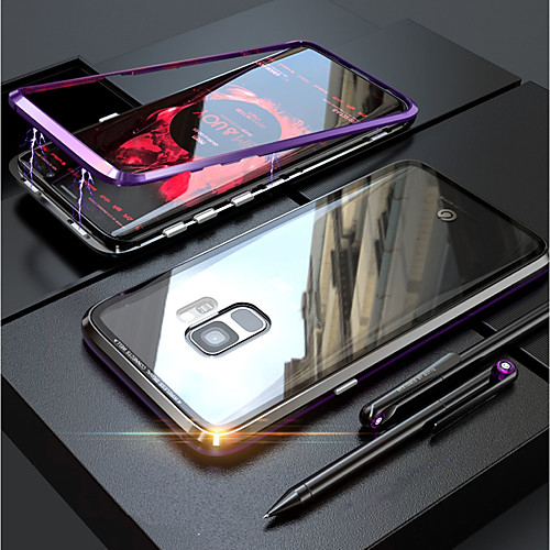 

Кейс для Назначение SSamsung Galaxy S9 Plus / S9 Прозрачный / Магнитный Чехол Однотонный Твердый Закаленное стекло для S9 / S9 Plus / S8 Plus