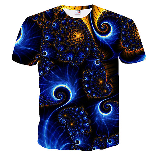 

Men's T shirt Galaxy Graphic 3D Plus Size Print Slim Tops Round Neck Black