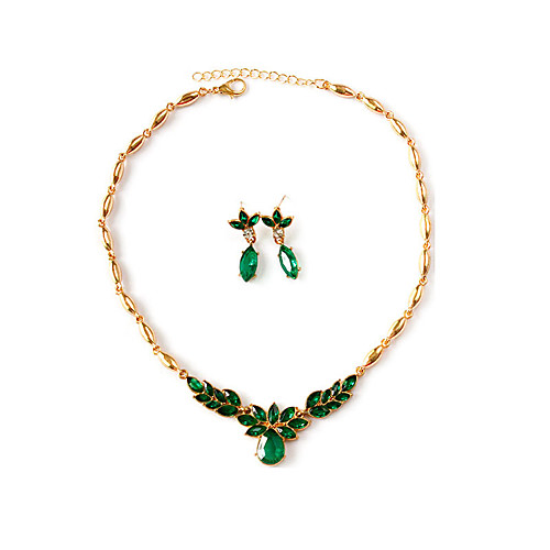 

Women's Turquoise Drop Earrings Necklace Leaf Stylish Earrings Jewelry Gold For Daily 1 set
