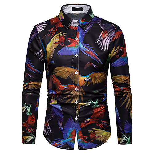 

Men's Shirt Rainbow Animal Print Tops Classic Collar Rainbow