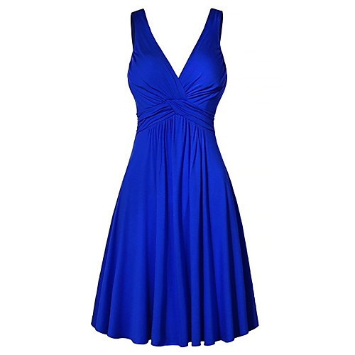 

Women's A Line Dress Short Mini Dress Wine Fuchsia Royal Blue Black Sleeveless Solid Colored Backless Summer V Neck Party Basic Hot 2021 S M L XL XXL 3XL 4XL / High Waist
