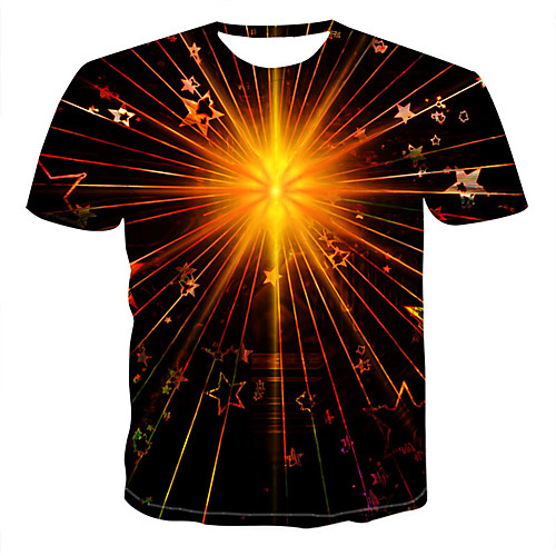 

Men's T shirt Galaxy Color Block 3D Print Tops Black