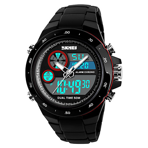 

SKMEI Men's Digital Watch Digital Silicone Black 50 m Water Resistant / Waterproof Calendar / date / day Stopwatch Analog - Digital Casual Outdoor - Gold Black Red
