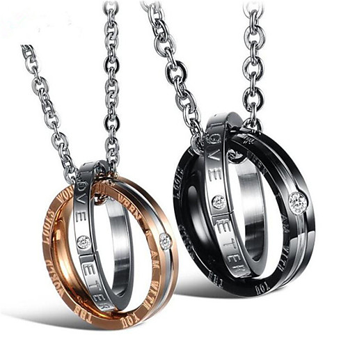 

Women's Men's Clear Cubic Zirconia Pendant Necklace Two tone Love Fashion Titanium Steel Rose Gold Black 50 cm Necklace Jewelry 1pc For Gift Daily