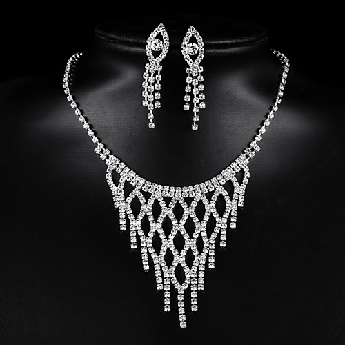 

Women's Drop Earrings Choker Necklace Pendant Necklace Tassel Precious Unique Design Fashion Silver Plated Earrings Jewelry Silver For Wedding Party Holiday 1 set / Bridal Jewelry Sets