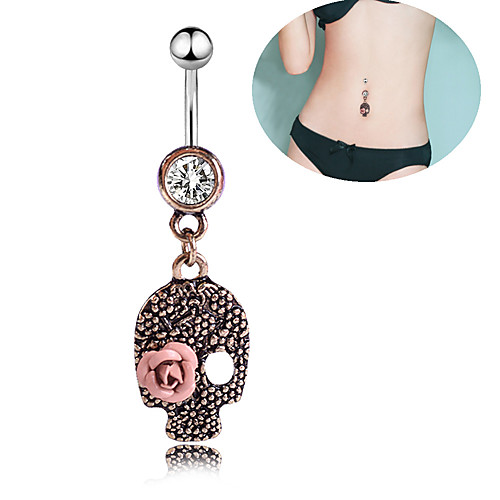 

Navel Ring / Belly Piercing Trendy Women's Body Jewelry For Carnival Festival Cubic Zirconia Stainless Steel Skull Rose Gold 1pc