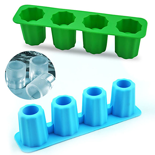 

Long 4 Shot Glasses Ice Mold Silicone Ice Cream Maker for Wine