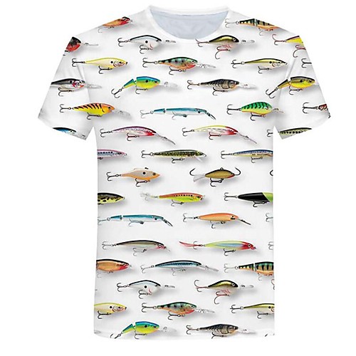 

Men's T shirt Shirt Graphic 3D Animal Plus Size Print Tops Round Neck White