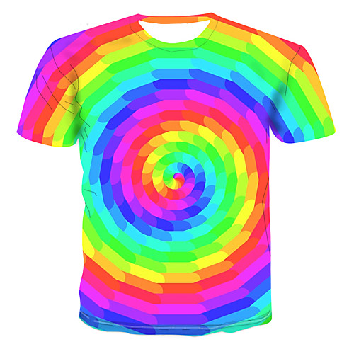 

Men's T shirt Graphic Color Block 3D Plus Size Print Tops Streetwear Punk & Gothic Rainbow