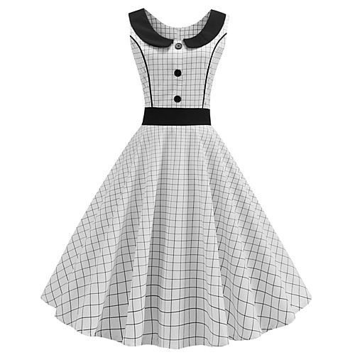 

A-Line Elegant Vintage Party Wear Cocktail Party Dress Jewel Neck Sleeveless Short / Mini Spandex with Buttons Pleats 2021