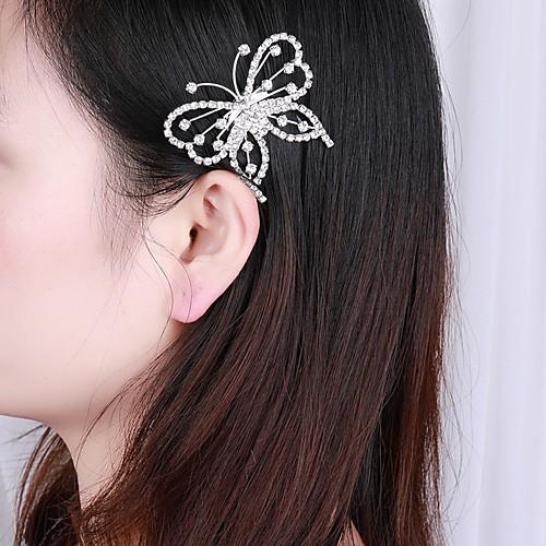 

Women's Hair Combs For Festival Butterfly Imitation Diamond Alloy Silver 1pc