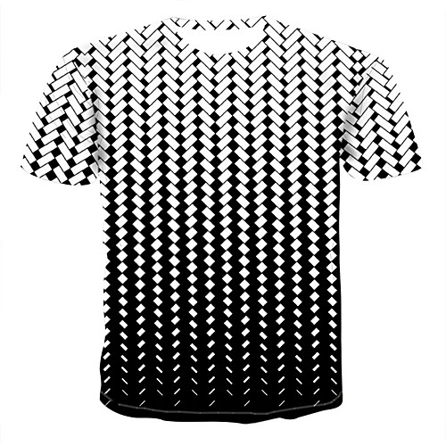 

Men's T shirt Geometric Print Short Sleeve Daily Tops Round Neck White Purple Yellow