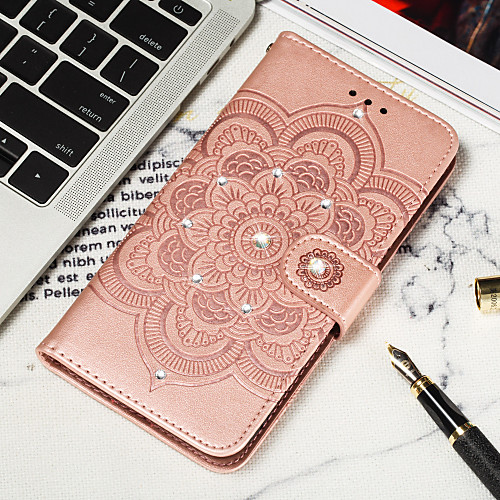 

Case For Nokia Nokia 7.1 / Nokia 5.1 / Nokia 3.1 Wallet / Card Holder / Rhinestone Full Body Cases Flower Hard PU Leather
