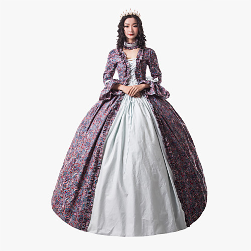 

Princess Maria Antonietta Victorian Renaissance Vacation Dress Dress Party Costume Masquerade Prom Dress Women's Costume White Vintage Cosplay Christmas Halloween Party / Evening 3/4 Length Sleeve