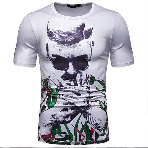 

Men's T shirt Graphic Portrait Patchwork Print Tops Cotton White Black