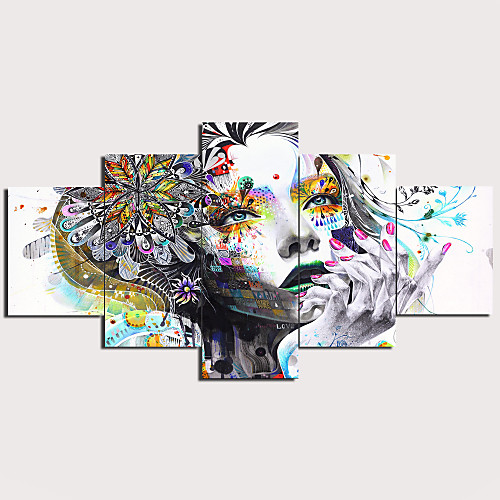 

5 Panel Wall Art Canvas Prints Painting Artwork Picture Portrait Woman Home Decoration Décor Stretched Frame Ready to Hang