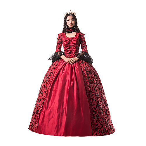 

Princess Maria Antonietta Outlander Floral Style Rococo Victorian Renaissance Vacation Dress Dress Party Costume Masquerade Prom Dress Women's Costume Red Vintage Cosplay Christmas Halloween Party