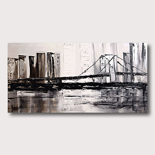 

Oil Painting Hand Painted Horizontal Abstract Abstract Landscape Comtemporary Modern Stretched Canvas