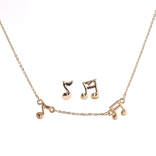 

Women's Necklace Mismatch Earrings Music Notes Stylish Earrings Jewelry Gold For Daily 1 set