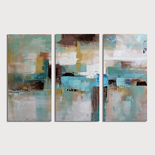 

Oil Painting Hand Painted Vertical Abstract Modern Stretched Canvas / Three Panels