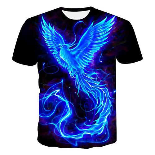 

Men's T shirt Graphic 3D Plus Size Print Short Sleeve Casual Tops Black