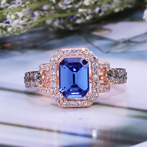 

Men's Women's Band Ring Ring Cubic Zirconia 1pc Rose Gold Gemstone & Crystal Copper Rose Gold Plated Geometric Luxury Vintage Party Gift Jewelry Classic Cool