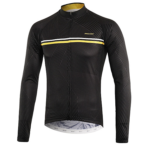 

Arsuxeo Men's Long Sleeve Cycling Jersey Black Bike Top Back Pocket Sweat-wicking Sports Polyster Mountain Bike MTB Road Bike Cycling Clothing Apparel / Micro-elastic / Triathlon / Italian Ink